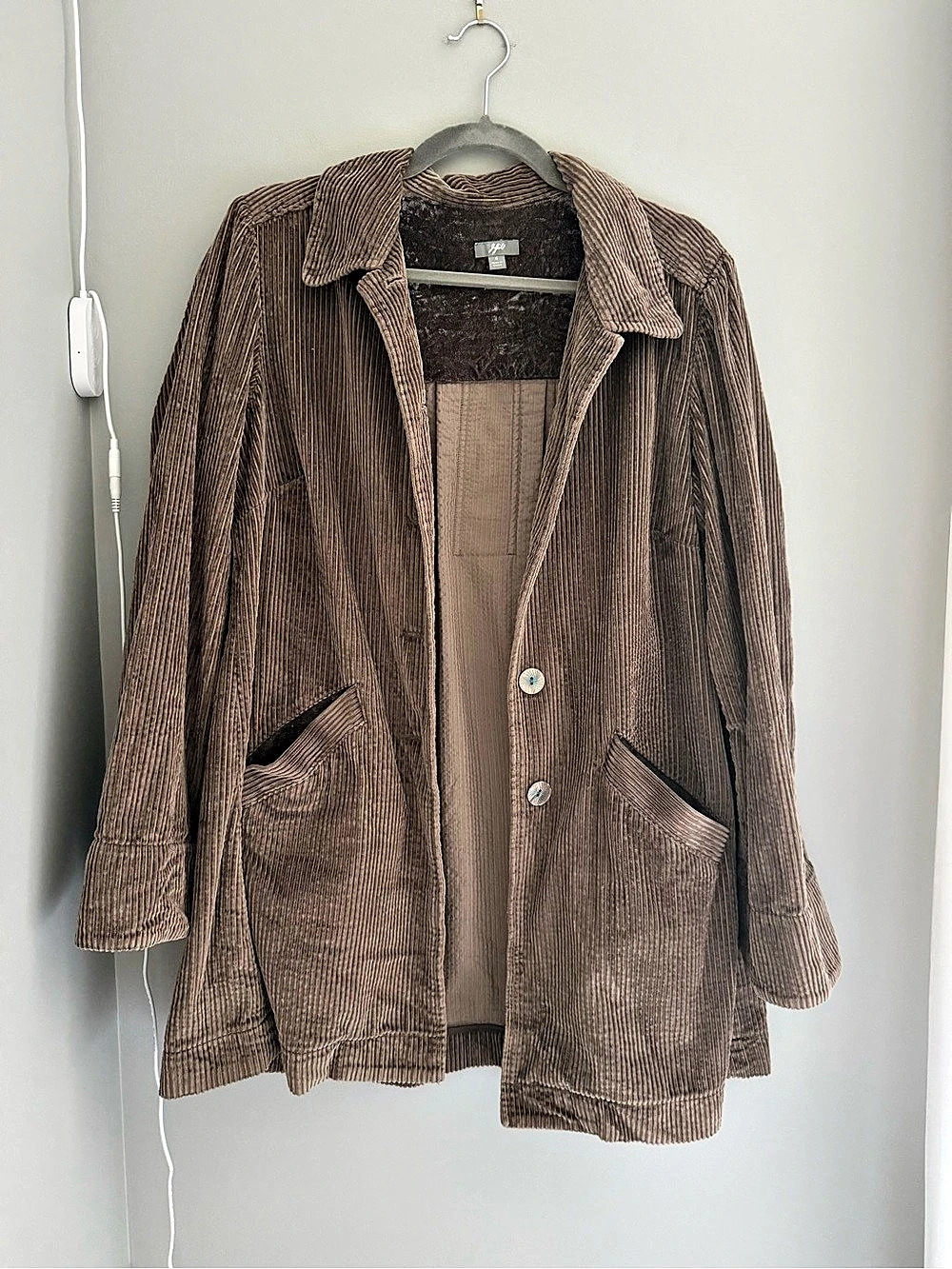 J.Jill Corduroy Pleated-Back Button-Down Jacket Small